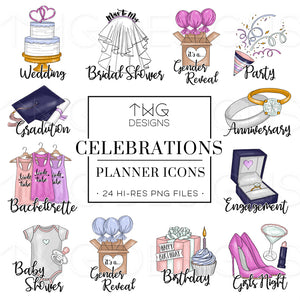 fun good times clipart planner icons bundle