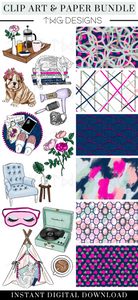 Me Time Clipart + Pattern Bundle