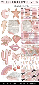 Pink Edit Clipart + Pattern Bundle