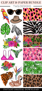 Pretty Wild Clipart + Pattern Bundle
