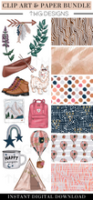 Load image into Gallery viewer, Adventure Clipart + Pattern Bundle