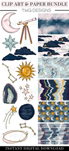 Galaxy Clipart + Pattern Bundle