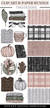 Load image into Gallery viewer, fall artwork clipart bundle