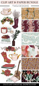 Cozy Night Clipart + Pattern Bundle