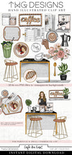Load image into Gallery viewer, digital graphics coffee shop clipart instant download