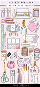 pastel art craft supplies clipart digital download bundle