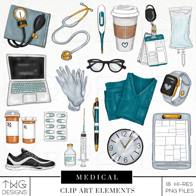 Themed Elements, Medical Clip Art Elements - TWG Designs