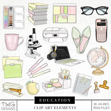 Load image into Gallery viewer, green and yellow student clipart elements collection
