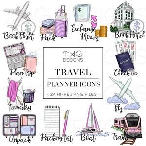 Planner Icons, Travel - To Do Planner Icons - TWG Designs