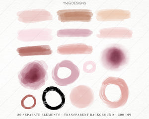 pink and nude brush strokes png clipart graphics