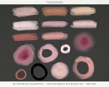 Load image into Gallery viewer, pink brush strokes graphics bundle clipart
