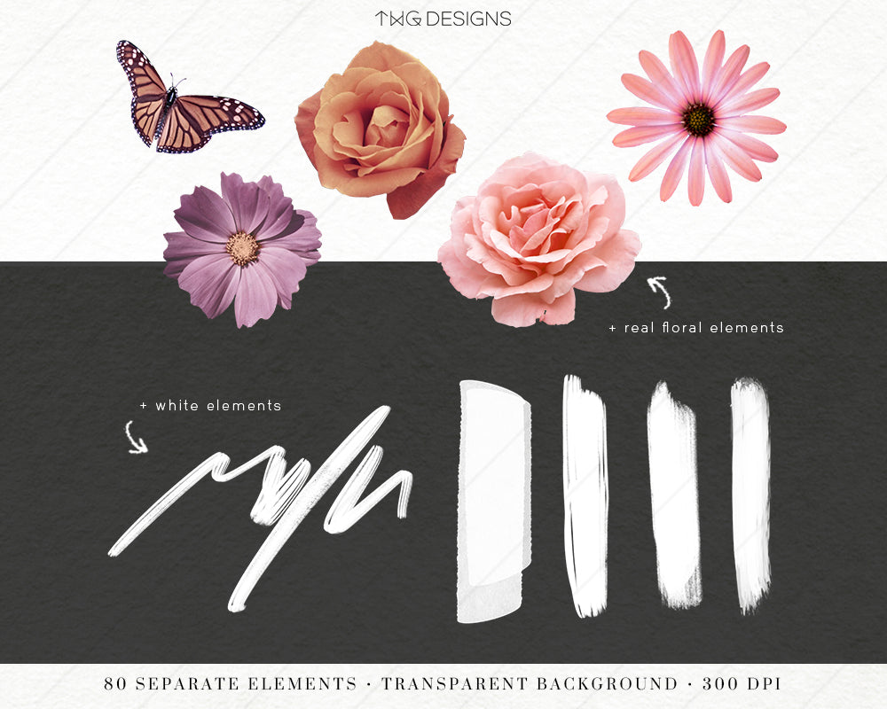 real flower cutout elements clipart