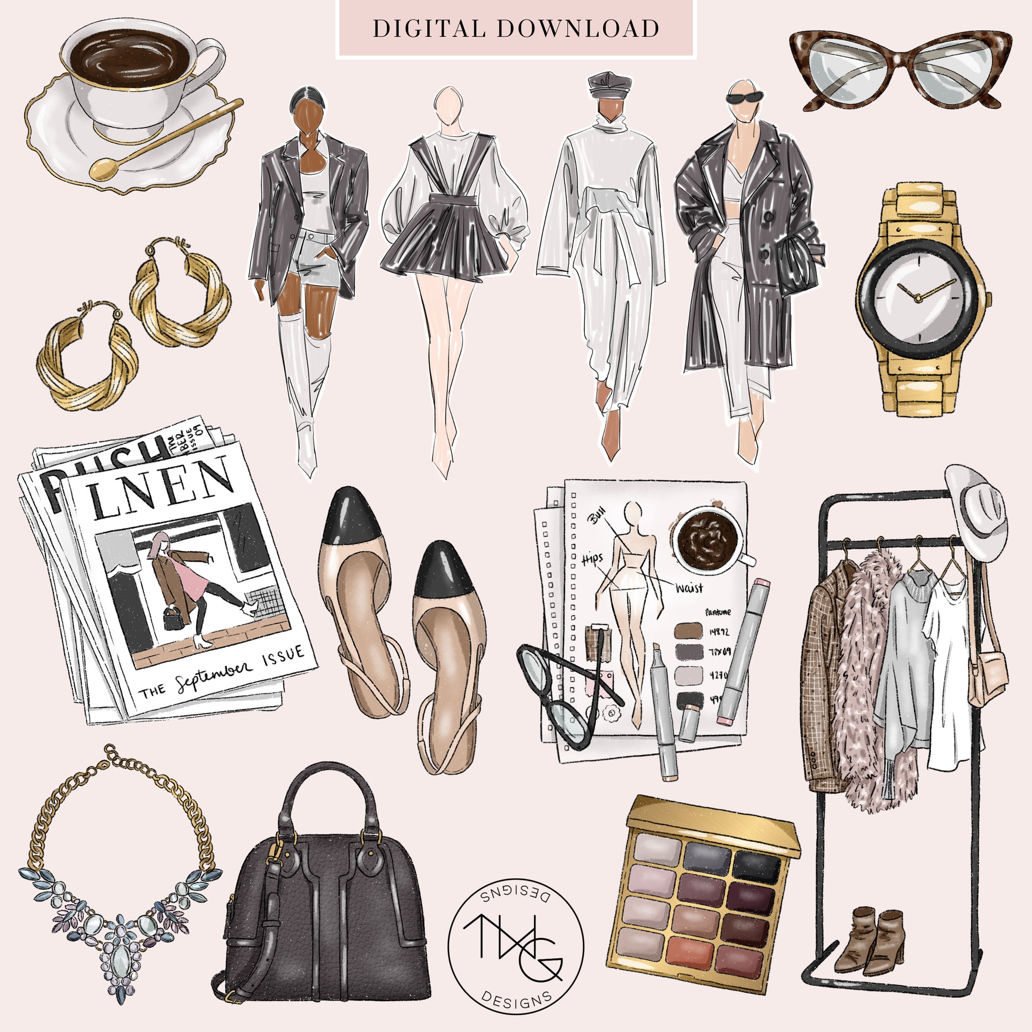 Fashion Clipart, Designer Bag, Bag Clipart, Fashion Bag Clipart