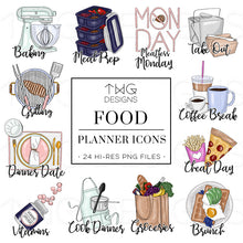 Load image into Gallery viewer, food and drinks clipart digital artwork elements
