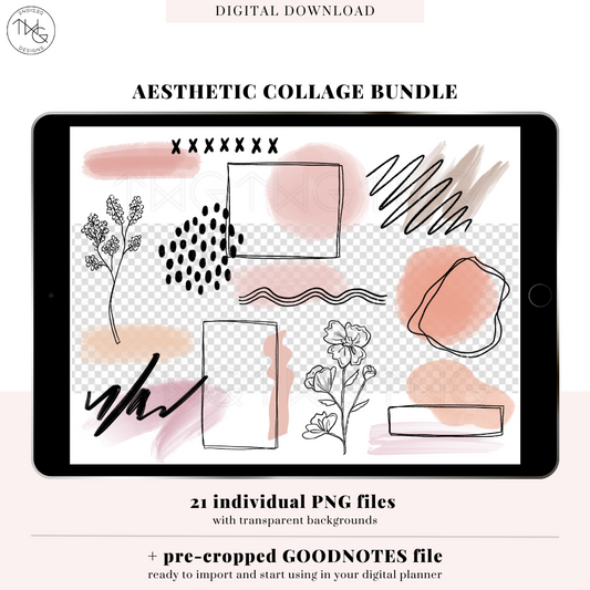 Aesthetic Collage Elements - Digital Planner Sticker Bundle