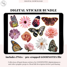 Load image into Gallery viewer, Real Florals + Butterflies - Digital Planner Sticker Bundle