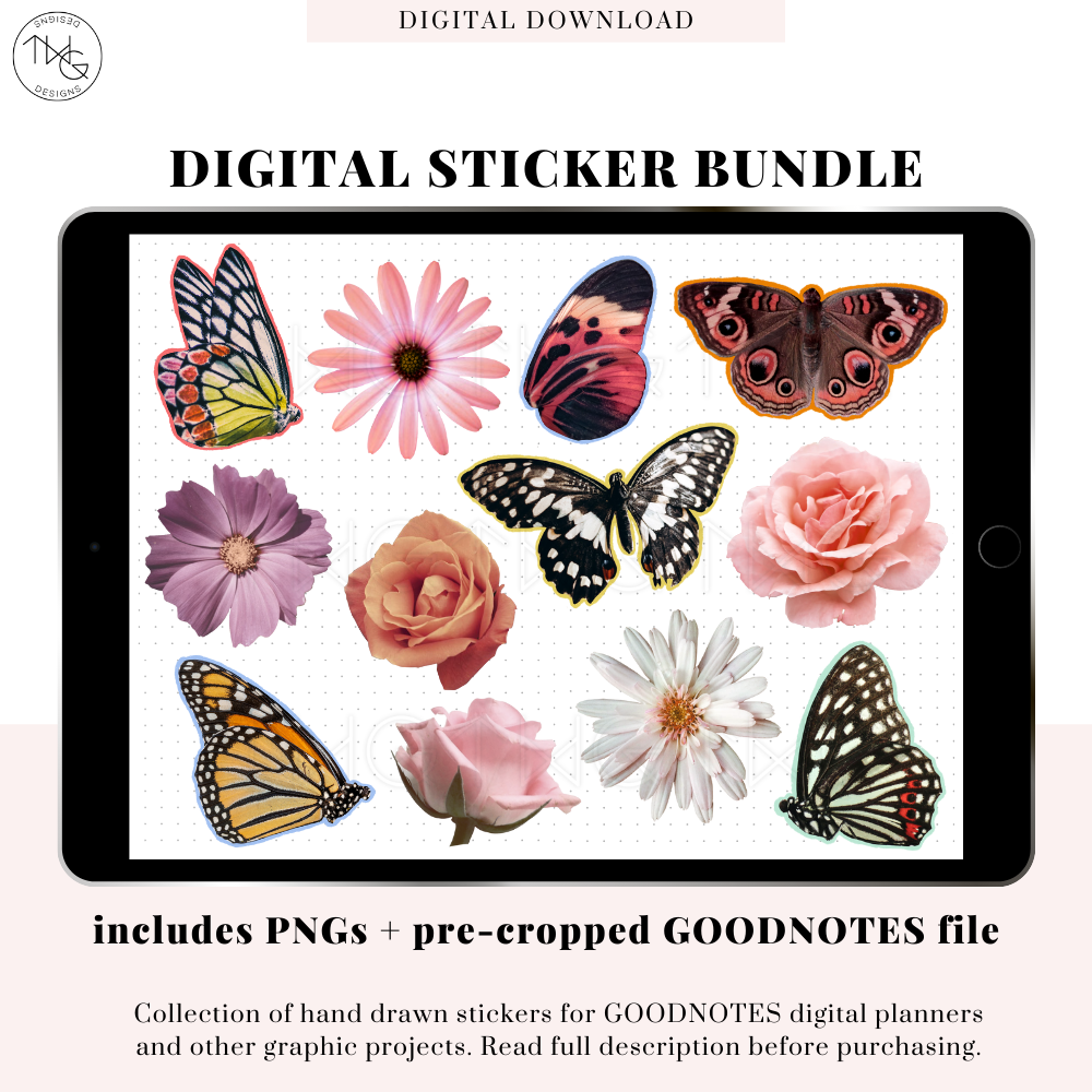 Real Florals + Butterflies - Digital Planner Sticker Bundle