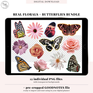 Real Florals + Butterflies - Digital Planner Sticker Bundle