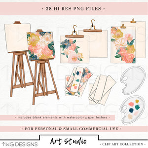 pink and peach art studio graphics
