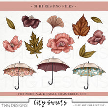 Load image into Gallery viewer, autumn fall flowers clipart bundle