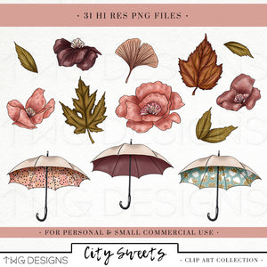 autumn fall flowers clipart bundle