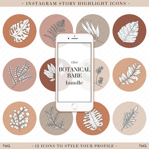 neutral botanical line art instagram story highlight icons