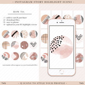 neutral abstract lineart instagram story highlight icon bundle download