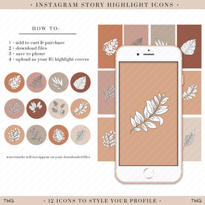 modern botanical leaf instagram highlight icons bundle