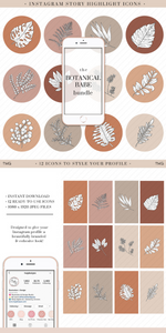 botanical leaves neutral tones ig story highlight icons