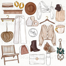 Load image into Gallery viewer, aesthetic beige neutral fashion and accessories graphics