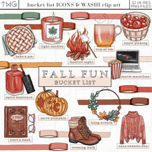 Load image into Gallery viewer, fall fashion clipart and washi tape png clipart elements bundle digital download