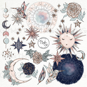 stars and moons clipart hand drawn png files
