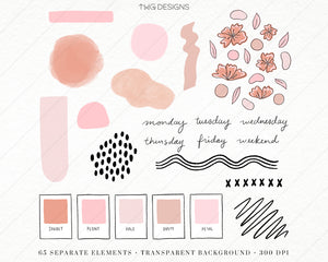 Design Elements, Pink Vibes Creative Journal Kit - Graphics - TWG Designs