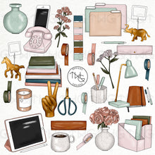 Load image into Gallery viewer, girlboss stationery clipart bundle png graphics