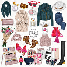 Load image into Gallery viewer, jacket outfit clipart bundle of digital artwork illustrations