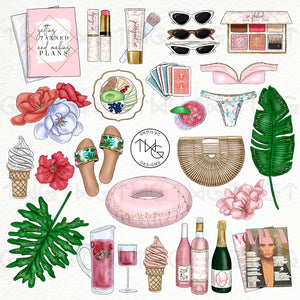 Collections, Poolside Rosé Clip Art Collection - TWG Designs