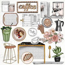 Load image into Gallery viewer, modern coffee shop clipart digital graphics bundle